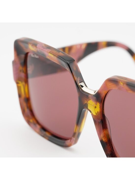 Max Mara ERNEST MM0088 55S Sunglasses Havana Square Frame, Bordeaux Lenses